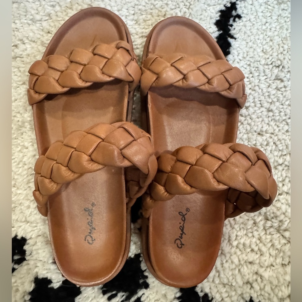 Women's Qupid Tan Braided Sandals